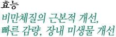 효능 : 비만체질의 근본적 개선, 빠른 감량, 장내 미생물 개선